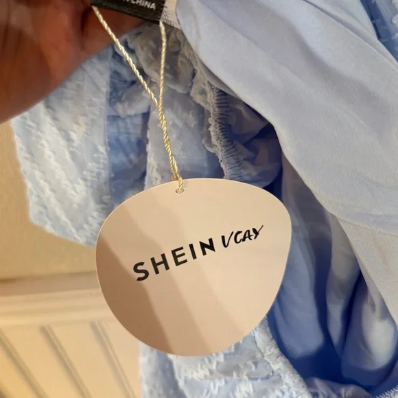 NWT SHEIN Light Blue Textured Dress - Picture 3 of 4